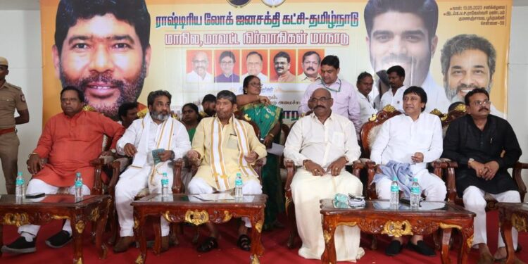Shri Pashupati Kumar Paras Union Minister for Food Processing Industries and President RLJP addressed the party's Tamil Nadu state and district level executive meeting held in Chennai